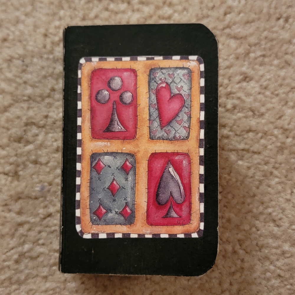 Handmade Vintage Paper Mache Miniature Playing Card or Gift Card Box Holder